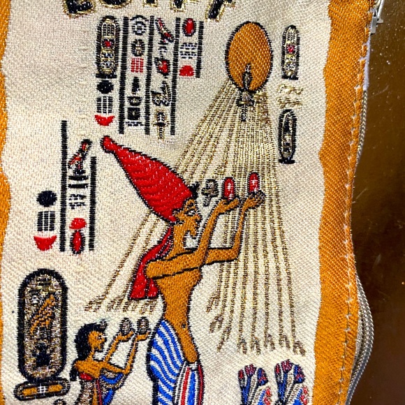 EGYPTIAN COIN PURSE PHARAOH THEMED CARD ORGANIZER 4”x6” ZIPPER TOP - Picture 11 of 14